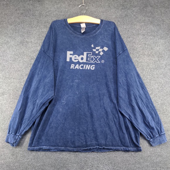 FedEx Racing Men's Pullover Long Sleeve Shirt Blue Size 3XL Graphic Logo - Picture 2 of 14